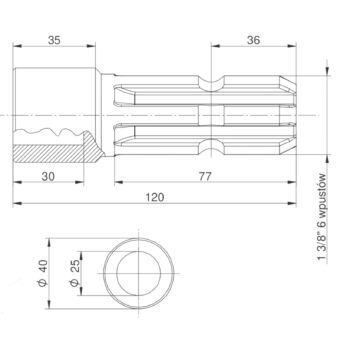 Redukcja wałka WOM adapter otwór wew. Q 25 mm na wałek 1 3/8" 6 wpustów MORGA